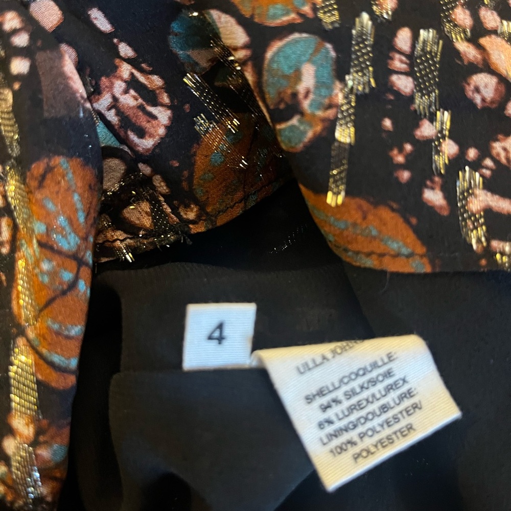 Ulla Johnson 4 Natalia silk long sleeve brown gold  dress lurex boho romantic - Picture 8 of 8
